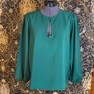 ⚓️ J.Crew Emerald Green Keyhole Blouse S NWOT